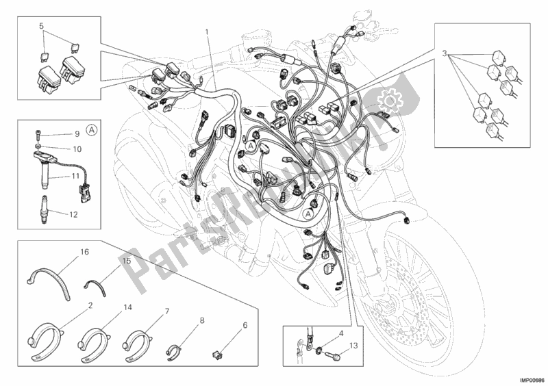 All parts for the Wiring Harness of the Ducati Diavel Carbon 1200 2012